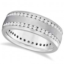 Channel-Set Diamond Wedding Ring Band For Men 14k White Gold (1.75ct)