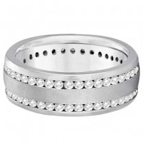Channel-Set Diamond Wedding Ring Band For Men 14k White Gold (1.75ct)