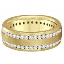 Channel-Set Diamond Wedding Ring Band For Men 14k Yellow Gold (1.75ct)