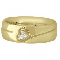 Diamond Accented Heart Design Wedding Band 14k Yellow Gold (0.045ct)