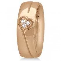 Diamond Accented Heart Design Wedding Band 18k Rose Gold (0.045ct)