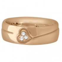 Diamond Accented Heart Design Wedding Band 18k Rose Gold (0.045ct)