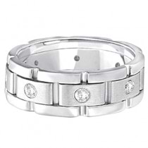 Mens Wide Band Diamond Eternity Wedding Ring 14kt White Gold (0.40ct)
