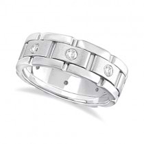 Mens Wide Band Diamond Eternity Wedding Ring 18kt White Gold (0.40ct)
