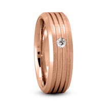 Burnished Diamond Men's Wedding Band Ring 14K Rose Gold (0.08 ct)