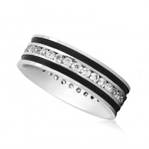 Channel Set Diamond Men's Wedding Band Ring 14K White Gold (0.99 ct)