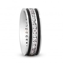 Channel Set Diamond Men's Wedding Band Ring 14K White Gold (0.99 ct)