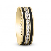 Channel Set Diamond Men's Wedding Band Ring 14K Yellow Gold (0.99 ct)