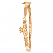Claddagh Hinged Stackable Bangle Bracelet 14k Rose Gold