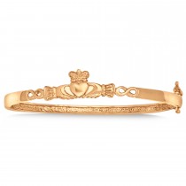 Claddagh Hinged Stackable Bangle Bracelet 14k Rose Gold