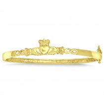 Claddagh Hinged Stackable Bangle Bracelet 14k Yellow Gold