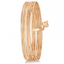 Diamond-Cut Slip-On Seven Bangle Bracelets 14k Rose Gold