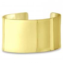 High Polish Wide Cuff Bangle Bracelet 14k Yellow Gold 37mm