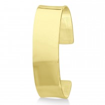 High Polish Cuff Bangle Bracelet 14k Yellow Gold 19mm