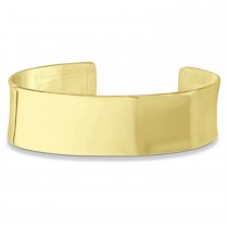 High Polish Cuff Bangle Bracelet 14k Yellow Gold 19mm