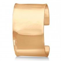 Hammered Wide Cuff Bangle Bracelet 14k Rose Gold 37mm