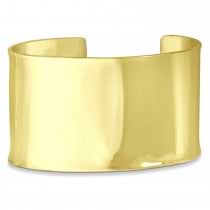 Hammered Wide Cuff Bangle Bracelet 14k Yellow Gold 37mm