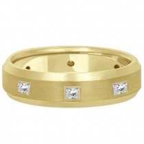 Princess-Cut Diamond Ring Men's Wedding Band 14k Yellow Gold (0.50ct)