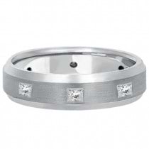 Princess-Cut Diamond Ring Wedding Band For Men in Platinum (0.50ct)