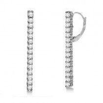 Diamond Accented Drop Bar Earrings in 14k White Gold (1.00ct)