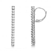Diamond Accented Drop Bar Earrings in 14k White Gold (1.00ct)