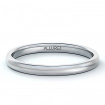 Dome Comfort Fit Wedding Ring Band 18k White Gold (2mm)