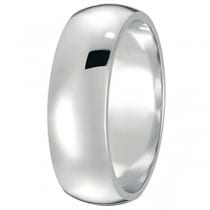 Dome Comfort Fit Wedding Ring Band 18k White Gold (7mm)