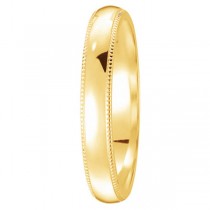 Milgrain Dome Comfort-Fit Thin Wedding Ring Band 14k Yellow Gold (2mm)