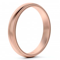Milgrain Dome Comfort-Fit Thin Wedding Ring Band 14k Rose Gold (3mm)