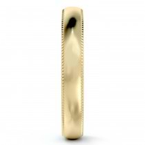 Milgrain Dome Comfort-Fit Thin Wedding Ring Band 14k Yellow Gold (3mm)