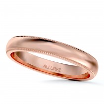 Milgrain Dome Comfort-Fit Thin Wedding Ring Band 18 Rose Gold (3mm)