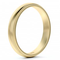 Milgrain Dome Comfort-Fit Thin Wedding Ring Band 18 Yellow Gold (3mm)
