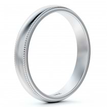 Milgrain Dome Comfort-Fit Thin Wedding Ring Band Palladium (3mm)