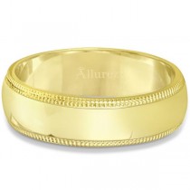 Men's Wedding Band Dome Comfort-Fit Milgrain 18k Yellow Gold (6 mm)