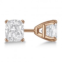 Cushion Diamond Stud Earrings Basket Setting In 18K Rose Gold