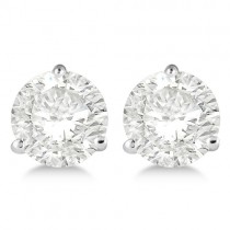 Round Diamond Stud Earrings 3-Prong Martini Setting In 14K White Gold