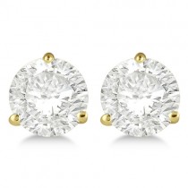 Round Diamond Stud Earrings 3-Prong Martini Setting In 14K Yellow Gold