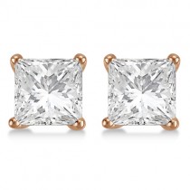 Square Diamond Stud Earrings Martini Setting In 14K Rose Gold