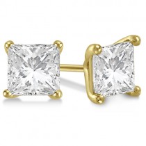 Square Diamond Stud Earrings Martini Setting In 14K Yellow Gold