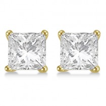 Square Diamond Stud Earrings Martini Setting In 18K Yellow Gold