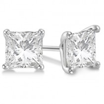 Square Diamond Stud Earrings Martini Setting In Platinum