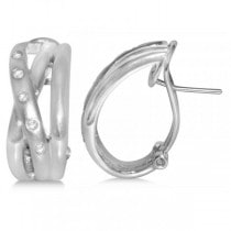 Diamond Accented Huggie Earrings in 14k White Gold (0.09ct)