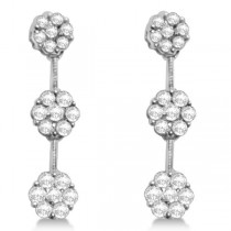 Diamond Accented Round Drop Flower Earrings in 14k White Gold (2.25ct)
