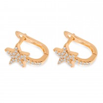 Diamond Shooting Star Huggie Earrings 14K Rose Gold (0.12ct)