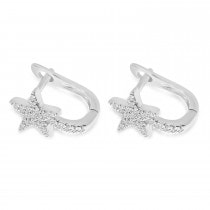 Diamond Shooting Star Huggie Earrings 14K White Gold (0.12ct)