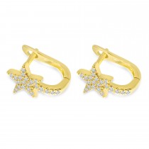 Diamond Shooting Star Huggie Earrings 14K Yellow Gold (0.12ct)