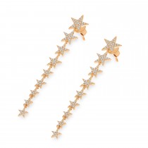Diamond Star Long Earrings 14K Rose Gold (0.46ct)