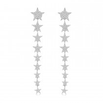 Diamond Star Long Earrings 14K White Gold (0.46ct)