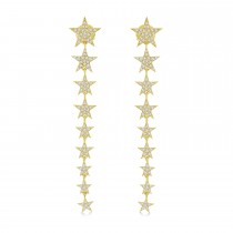 Diamond Star Long Earrings 14K Yellow Gold (0.46ct)