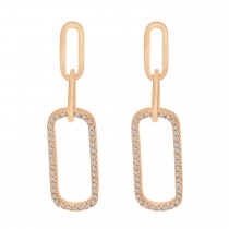 Diamond Paperclip Link Earrings 14k Rose Gold (0.20ct)
